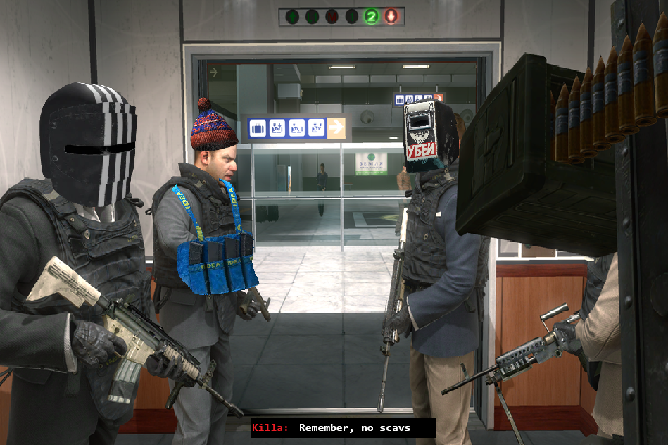 Killa's pre-raid briefing. It holds right up until the first Scav walks past...